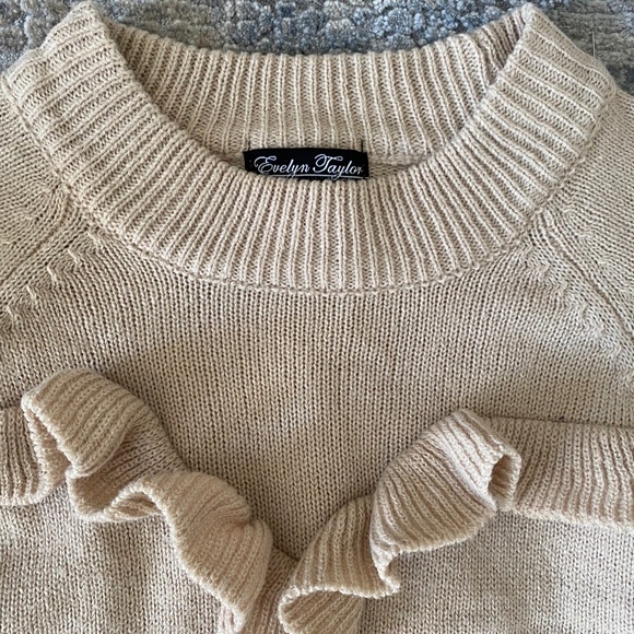 Ruffle front yoke crew neck sweater - Picture 6 of 6
